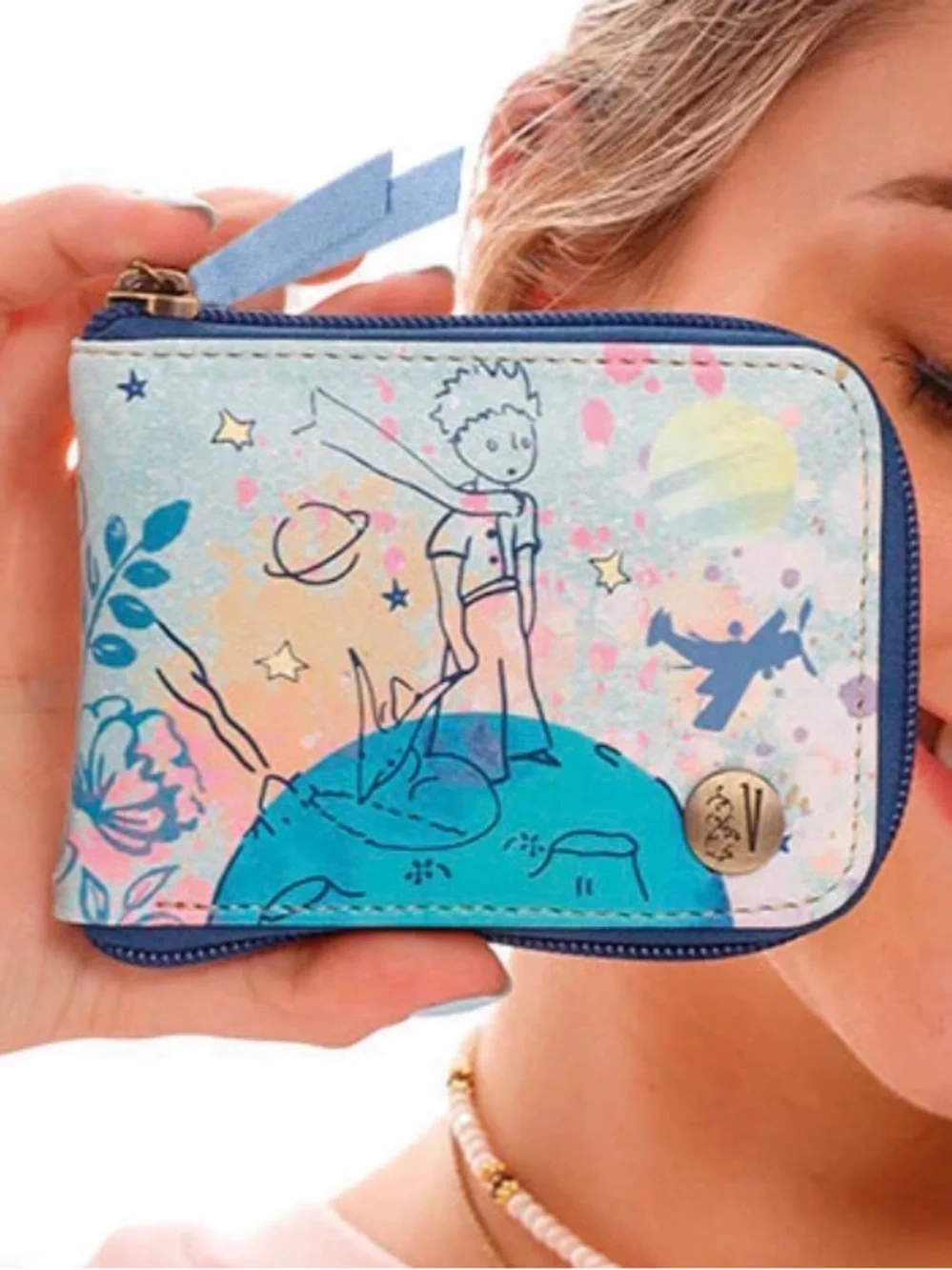 The Little Prince Pastel Blue Zip Card & Key Holder